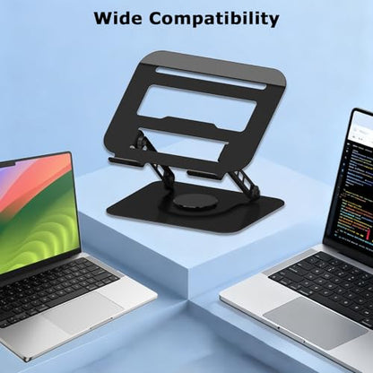 Adjustable Laptop Stand, 360 Rotating Computer Riser, Stable Base Stand Holder for MacBook Pro/Air Notebook up to 16 Inches, Black - color: Black