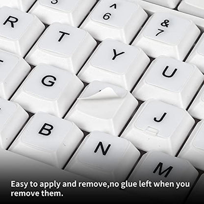 (2PCS Pack) English Keyboard Stickers, Universal Keyboard Replacement Letters English White Background with Black Lettering for Laptops Computer, Matte Keyboard Alphabet Stickers -White - color: English-White