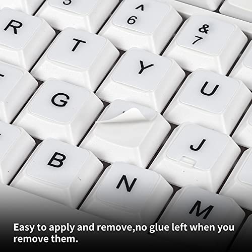 (2PCS Pack) English Keyboard Stickers, Universal Keyboard Replacement Letters English White Background with Black Lettering for Laptops Computer, Matte Keyboard Alphabet Stickers -White - color: English-White