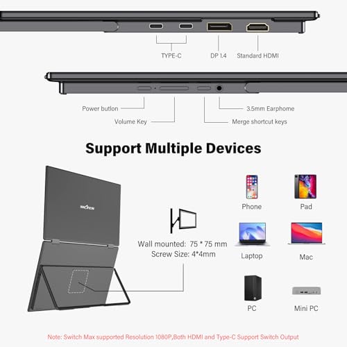 InnoView Portable Dual Monitor 15.6" 3840x2160P 4K 100% sRGB | Owl Eye Vision - Foldable Design with 315° Screen Adjustment, 180° Stand | DP/USB-C/HDMI, Dual Screen Extender for Laptop, Mac, Windows - size: 15.6 in