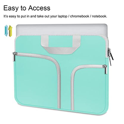 HESTECH Laptop case 14 inch,Chromebook Sleeve Cover,Neoprene Protective Carrying Bag for 14-15.6" HP Asus Acer Samsung Sony Dell XPS Surface Book 15/16 inch MacBook Pro Computer,Green - size: 14"-15-15.4 inch