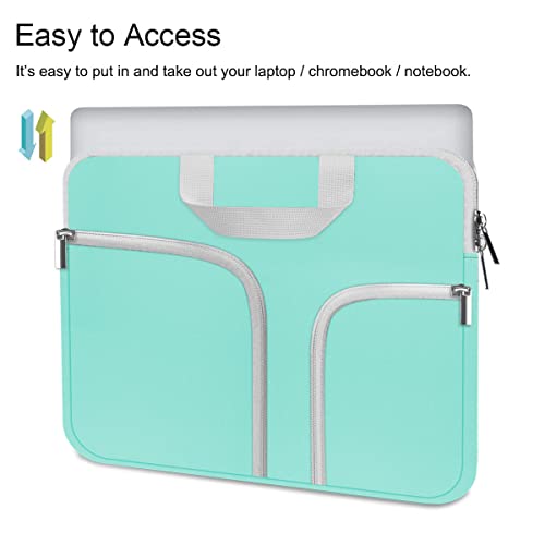 HESTECH Chromebook Case 13.3"-14inch Laptop Case Neoprene Sleeve with Handle Zipper Pocket for MacBook Pro/Air Acer ASUS Lenovo HP Dell Samsung Microsoft, Mint Green - size: 13"-13.3-13.5 Inch