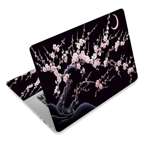 Laptop Skin Sticker Decal for 12 13 13.3 14 15 15.6 in, Universal Vinyl Waterresistant Protector Cover for Notebook PC Netbook, Computer Decor for Women Girls Night Cherry Blossom - color: Night Cherry Blossom