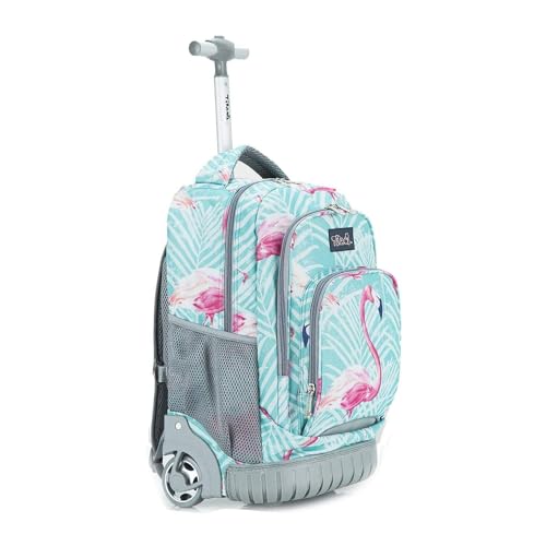 Tilami Kids Rolling Backpack 18 inch Boys and Girls Laptop Backpack, Flamingos - color: Flamingos