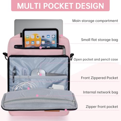 TORIBIO 15 Inch Laptop Sleeve Bag Padded Protective Travel Carrying Case | Fits New 15"/15.3" MacBook Air M5 M4 M3 M2,Dell XPS 15 Plus,15 Inch Surface Laptop 7/6/5/4/3,Galaxy Tab S9 Utra 14.6" - color: Pink, size: 15 Inch