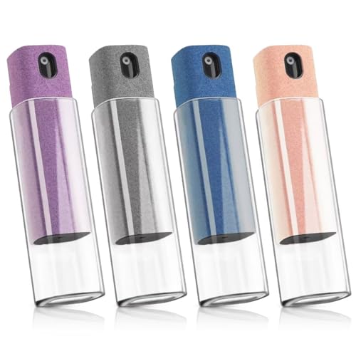 4 Pack Screen Cleaner 3-in-1 Touchscreen Mist Cleaner Spray and Microfiber Cloth Built-in Cleaning Solution Portable Reusable Fingerprint-Proof Spray Bottle for Phone Laptop iPad TV Monitor Car Screen