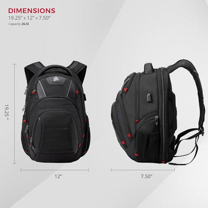 Swissdigital Design Travel Backpack for men with Apple Find My, TSA Friendly USB Charging RFID Protection Business Backpack Fits 15.6" Laptops Black | J149508F-BR - color: Black/Finder