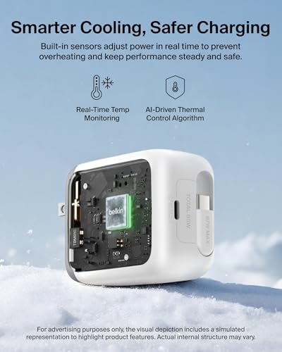 Belkin USB C Retractable Wall Charger, 67W Max GaN Fast Charging Block w/Built-in, Extra-Long 3.3ft Retractable Cable - iPhone Charger for iPhone 17/16 Series, Galaxy, MacBook, AirPods, iPad, & More - color: White, style: 67W