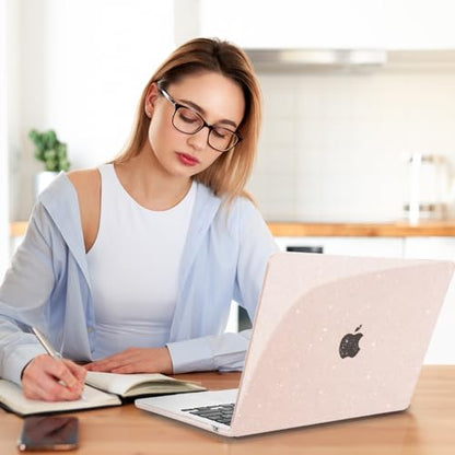 Teryeefi Glitter Case for MacBook Air 13.6 Inch M5 M4 M3 M2 Chip Release 2022-2024 2025 2026 fits Model A3449/A2681/A3113/A3240, Hard Shell Case with Keyboard Cover, Sparkly Cherry Blossom Pink - color: Sparkly Cherry Blossom Pink