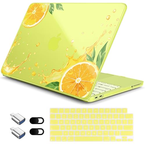 for MacBook Neo 13 Inch Case 2026 Release Model A3404, Fresh Aesthetic 1.2 mm Ultra Slim Hard Shell Cover, 6-in-1 Laptop Accessories Bundle for Women Girls, Orange Splash - color: Orange Splash