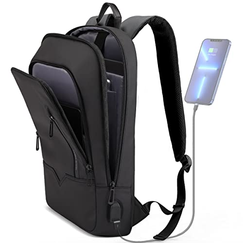 hk Backpack for Men Business Slim Laptop Bag | Anti Theft Travel Backpacks 15.6 Inch Laptop Water Resistant Computer Bag for Work Office College, Black - color: Black, size: 15.6 Inch