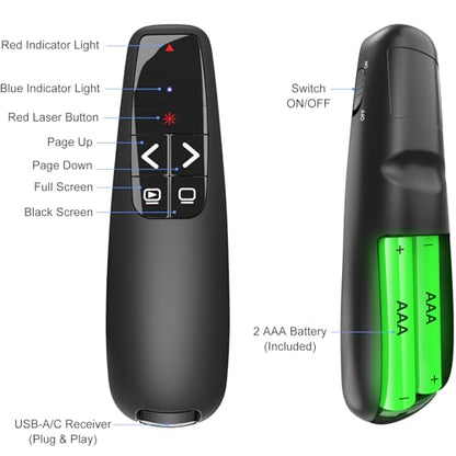 （4 Units） Presentation Clicker with 4 Cases Wireless Presenter Remote PowerPoint Pointer Slide Advancer for Mac Laptop PC Computer Keynote - style: 4 Units with Case