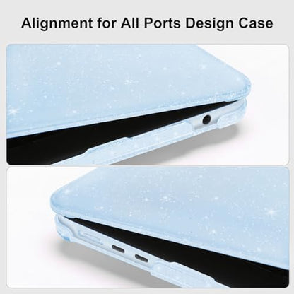 MOSISO Compatible with MacBook Air 13 inch Case M5 M4 M3 M2 2026-2022 | 4 in 1 Kit Bling Sparkly Hard Shell for MacBook Air 13.6 inch Case, Glitter Cover, A3449 A3240 A3113 A2681, Sky Blue - color: Sky Blue