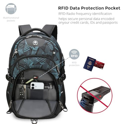 Swissdigital Laptop Backpack with USB Charging Port, Travel Backpack Fits 15.6 inches Computer, 31L Backpack for Men, Dark Green | SD803-96 - color: Dark Green