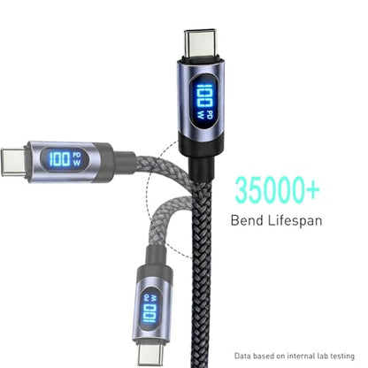 2 Pack USB C to USB C Cable, 100W LED Display Fast Charging Cable (6.6 FT) | Nylon Braided USB C Cord for MacBook Pro/Air, iPad Pro, iPhone 17/16/15, Samsung S24/S23/S22, Pixel