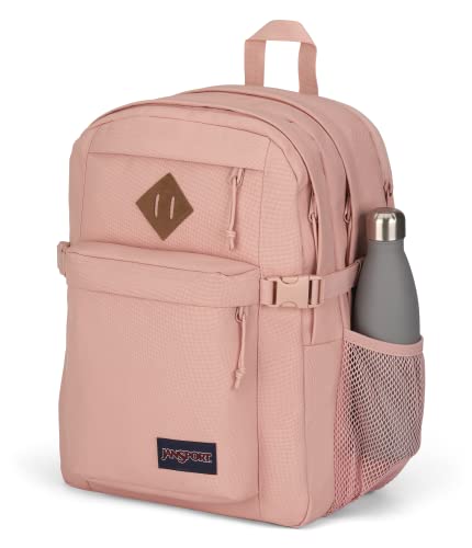JanSport Main Campus FX Backpack - Travel or Work Bag w 15-Inch Laptop Pack with Leather Trim, Misty Rose - color: Misty Rose