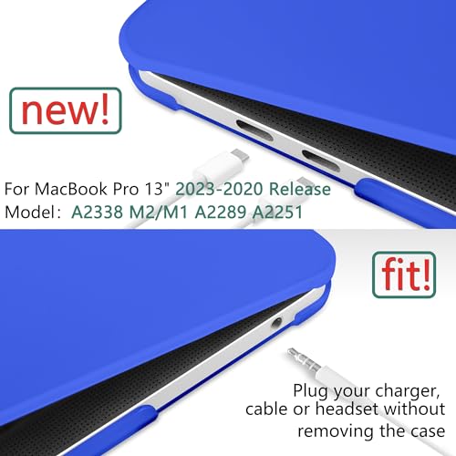 for MacBook Pro 13 inch Case 2023 2022 2021 2020 Release Model: A2338 M2/M1 A2289 A2251 with Touch Bar & Touch ID, Frosted Matte Plastic Hard Shell Case & Keyboard Cover, Deep Blue - color: Deep Blue