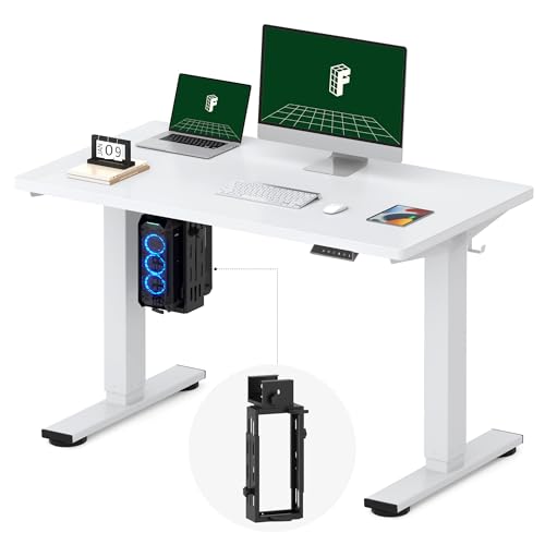 FLEXISPOT EN2 48"x24" Electric Standing Desk with PC Stand Bundle, White | One-Piece Top, Easy-Install PC Mount, Clean Cable Management, Space-Saving Design, Ideal For Home Office, Gaming - color: White Top + White Frame, size: 48x24 | PC Stand