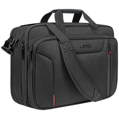 EMPSIGN Laptop Bag Briefcase for Men, 17.3 Inch Computer Case, Black-Red | Expandable Computer Bag, Water Repellent, Shoulder Messenger Bag, Detachable Strap, Work Business Travel Office - color: Black/Red