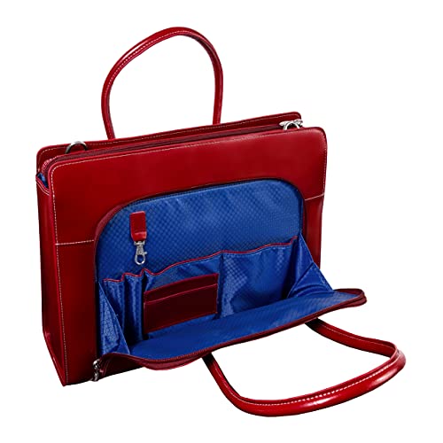 McKlein LAKE FOREST, 15" Leather Business Women Laptop/Tablet Briefcase Bag/Leather Case, Computer Travel Case, Laptop Professional Shoulder Bag - color: Red