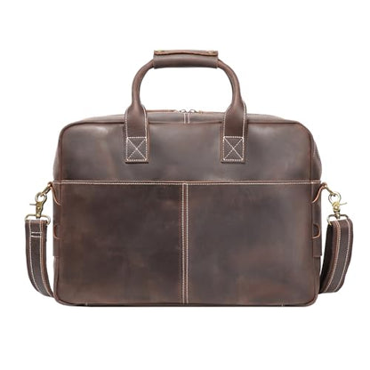 Leather Briefcase for Men 17Inch Laptop Messenger Bags Business Travel Handcrafted Laptop Bag with YKK Zipper Gift - color: B-dark Brown