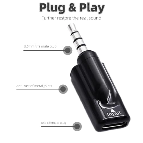 Poyiccot USB C to 3.5mm AUX Audio Adapter 2 Pack, USB-C Female to 3.5mm Male Adapter, Type C to AUX Jack 16bit/48kHz HiFi Stereo DAC Headphone Plug for iPhone 15, MacBook, Car Headphone, Black - style: 2 Pack Male to Female Black