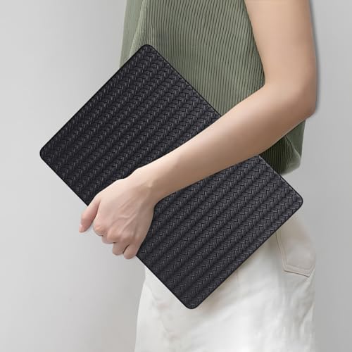 DTangLsm for MacBook Air 13 inch Case 2026 2025-2022 M5 A3449 M4 A3240 M3 A3113 M2 A2681, Woven Textured Leather Hard Shell Cover for MacBook Air 13.6 Case with Logo Cutout & Keyboard Cover, Black - color: #Woven Black