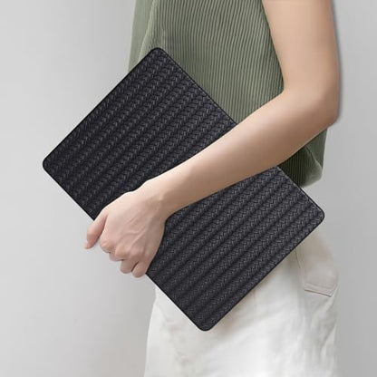 DTangLsm for MacBook Air 13 inch Case 2026 2025-2022 M5 A3449 M4 A3240 M3 A3113 M2 A2681, Woven Textured Leather Hard Shell Cover for MacBook Air 13.6 Case with Logo Cutout & Keyboard Cover, Black - color: #Woven Black