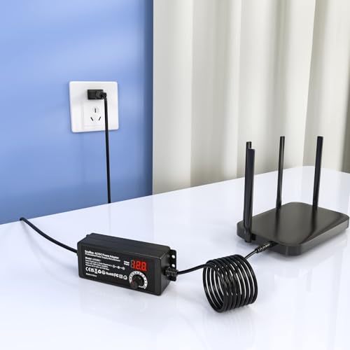 SoulBay 72W Universal Power Supply, 3V-24V 3A, Volt Display, 14 Tips | Adjustable AC/DC Adapter, Reverse Polarity Cable, 3000mA Max, For Household Electronics, LED Strips, Routers, Cameras