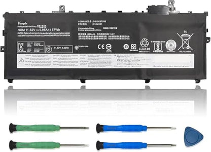 01AV431 Laptop Battery 11.52V 57Wh 4950mAh Replacement for Lenovo ThinkPad X1 Carbon 5th Gen/X1 Carbon 6th Gen Series Notebook 01AV430 SB10K97587 SB10K97588 01AV494 01AV429 SB10K97586 - size: 11.05*4.32*0.23 inch 01AV431
