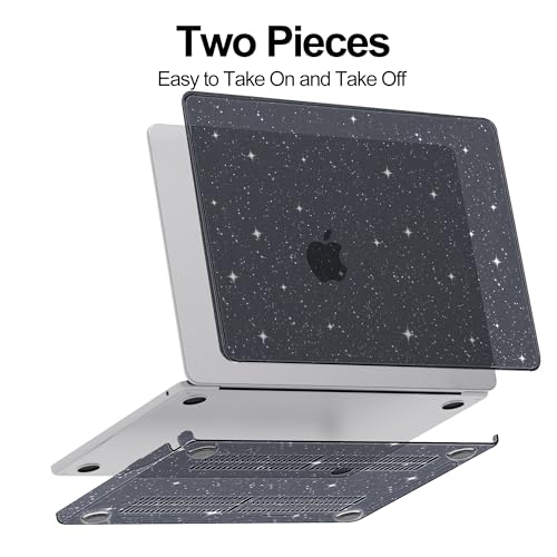 G JGOO for MacBook Air 13 inch Case 2021 2020-2018 M1 A2337 A2179 A1932 | Glitter Protective Plastic Hard Shell for MacBook Air 13.3 inch Case + Keyboard Cover + Screen Protector, Sparkly Black - color: Black