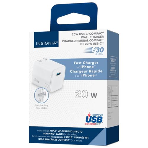 Insignia 20W USB-C Wall Accessory – Compact USB-C Solution for Phones, Tablets & Laptops – White - color: White, style: Accessories