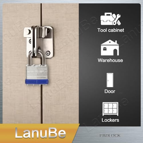 LanuBe Laminated Keyed Alike Padlock 24 Pack 1.6-in Wide Standard Shackle | Brass cylinder with keyed alike design.One key opens all locks. Blue，Standard shackle for gates, sheds,hasps ，toolboxes - size: 24 Pack Blue