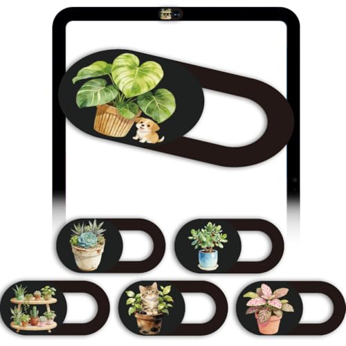 6Pcs 6 Styles Plant Camera Cover Slide Cute 0.04 Inch Ultra Thin Webcam Cover Slide for Mini PC Phone Laptop Desktop Tablets Plastic Durable Privacy Protectors for Home Office Work Use - color: Plants-2