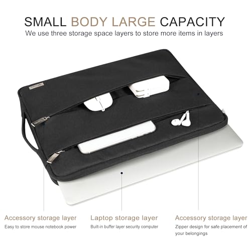 Voova 15-14 Inch Laptop Sleeve, Laptop Case, MacBook Case, Black | Slim splash-proof 14-inch laptop sleeve compatible with MacBook Pro M1-M5 Max, HP, Lenovo, Acer and Asus for daily use - color: Black, size: 14-15 Inch