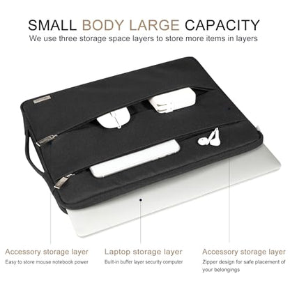 Voova 15-14 Inch Laptop Sleeve, Laptop Case, MacBook Case, Black | Slim splash-proof 14-inch laptop sleeve compatible with MacBook Pro M1-M5 Max, HP, Lenovo, Acer and Asus for daily use - color: Black, size: 14-15 Inch