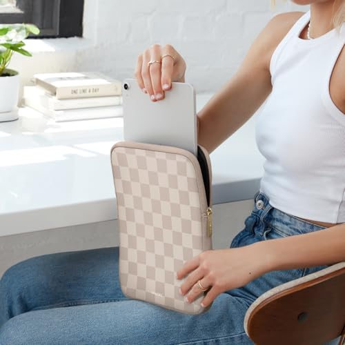 Vandel 9-11 Inch Tablet Sleeve, iPad Sleeve 11 inch Travel Pouch, Fits iPad Pro 11 Inch M4/ 10th Generation 10.9, 9/8th Gen 10.2/ Air 11" 5/4/3 10.9"/10.5", Pro 11 M2, Tab S8/S9 - color: a. Neutral Checker, size: 9-11 Inch Tablet