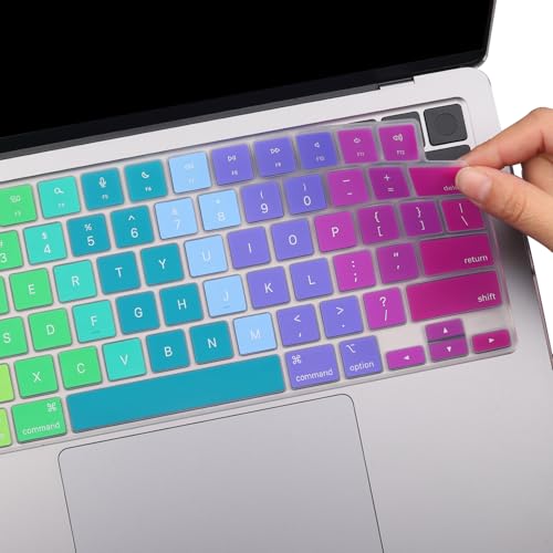2 Pack Keyboard Cover for 2026-2023 MacBook Air 13" 15" M5 M4 M3 M2,2026-2021 MacBook Pro 14" 16" M5 M4 M3 M2 M1 Pro/Max, Keyboard Skin for 14.2" 16.2" MacBook Pro /13.6" 15.3" MacBook Air, US - color: RAINBOW+TPU