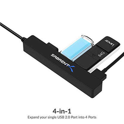 SABRENT 4 Port Portable USB 2.0 Hub (9.5" Cable) for Ultra Book, MacBook Air, Windows 8 Tablet PC (HB-MCRM) - size: 4-PORT