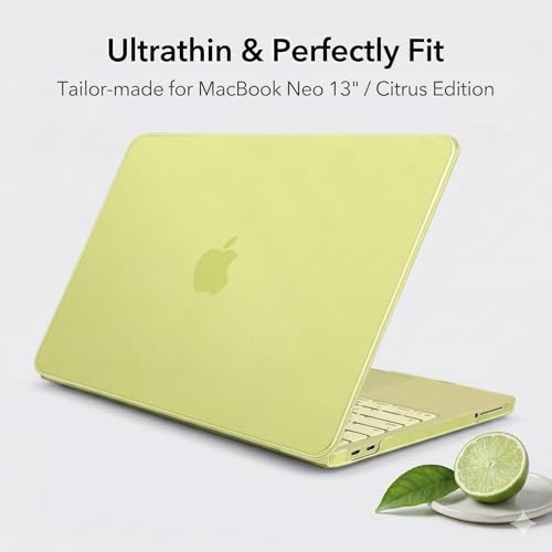 Batianda CrystalMist Case for MacBook Neo 13 Inch 2026, Frosted Citrus | 4-in-1 Bundle Official Color Matched, Frosted Translucent Shell, Anti-Fingerprint Matte Finish, Slim Lightweight Protection - color: Matte Citrus