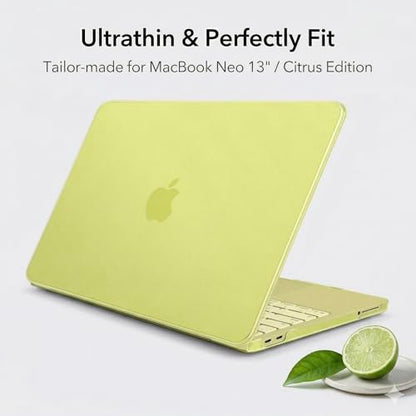 Batianda CrystalMist Case for MacBook Neo 13 Inch 2026, Frosted Citrus | 4-in-1 Bundle Official Color Matched, Frosted Translucent Shell, Anti-Fingerprint Matte Finish, Slim Lightweight Protection - color: Matte Citrus