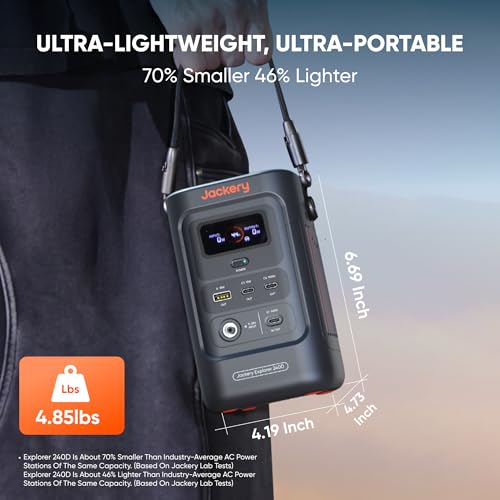 Jackery Explorer 240D Power Bank with 100W Solar Panel, 256Wh LiFePO4 Battery Portable Power Station, Charging Cable Included with 100W Soalr Panel - style: E240D+100W