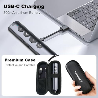Bluetooth PowerPoint Presentation Clicker with Stylus Pen for Touch Screen | ①Red laser Pointer②Metal Housing③Magnifier/Highlight/Mouse Left Click④TV Screen & Projector Clicker⑤Built-in Storage Receiver - color: Red - BLE&USB-A + Touch Pen