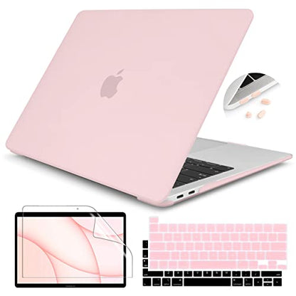Teryeefi Case Cover for MacBook Pro 13 Inch 2022 2021 2020 2019 2018 2017 2016 Release A2338 M2 M1 A2289 A2251 A2159 A1989 A1706, Frosted Hard Shell +Keyboard Cover Skin + Screen Protector, Chalk Pink - color: Chalk Pink