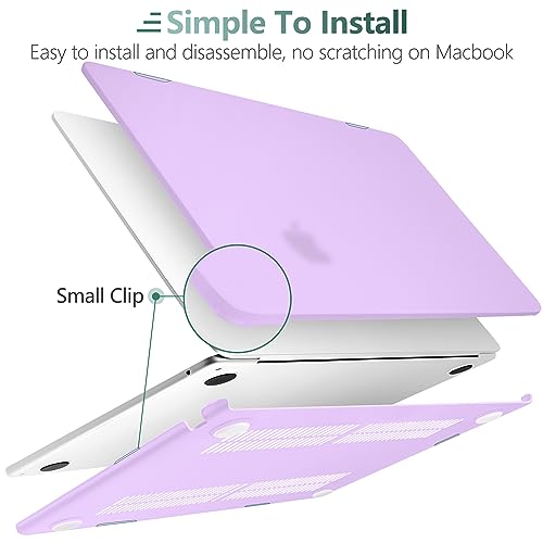 DONGKE Compatible with MacBook Air 13 inch Case M5 M4 M3 M2 2026 2025 2024-2022 A3449 A3240 A3113 A2681, Plastic Hard Shell & Keyboard Cover for MacBook Air 13.6 inch, Matte Purple - color: Matte Purple