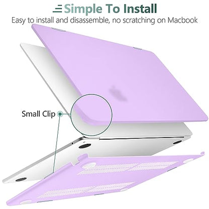 DONGKE Compatible with MacBook Air 13 inch Case M5 M4 M3 M2 2026 2025 2024-2022 A3449 A3240 A3113 A2681, Plastic Hard Shell & Keyboard Cover for MacBook Air 13.6 inch, Matte Purple - color: Matte Purple