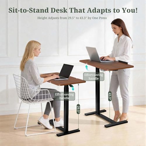 Mobile Standing Desk, Height Adjustable Laptop Desk with Tilting Top | Stable Steel Frame, Smooth Lift Mechanism, Adjustable Tilt Surface, Easy Assembly, Ideal for Home, Office & Dorm, Brown - color: Brown, style: Tilt Adjustable