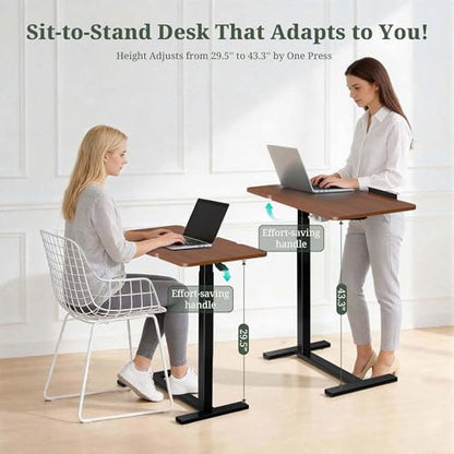 Mobile Standing Desk, Height Adjustable Laptop Desk with Tilting Top | Stable Steel Frame, Smooth Lift Mechanism, Adjustable Tilt Surface, Easy Assembly, Ideal for Home, Office & Dorm, Brown - color: Brown, style: Tilt Adjustable
