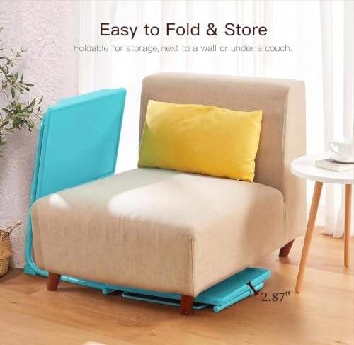 HUANUO Adjustable TV Tray Table - TV Dinner Tray with Cup Holder on Bed & Sofa, Comfortable Folding Table with 6 Height & 3 Tilt Angle Adjustments for Laptop (Azure) - color: Azure