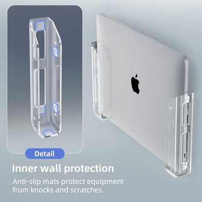 Clear Wall & Under Desk Laptop Mount Holder–Adhesive & Screw in,1.02"/ 26 mm,Anti-Scratch Pads,Universal for MacBooks,Surface,Keyboards,Tablets,Switch &More - color: Transparent
